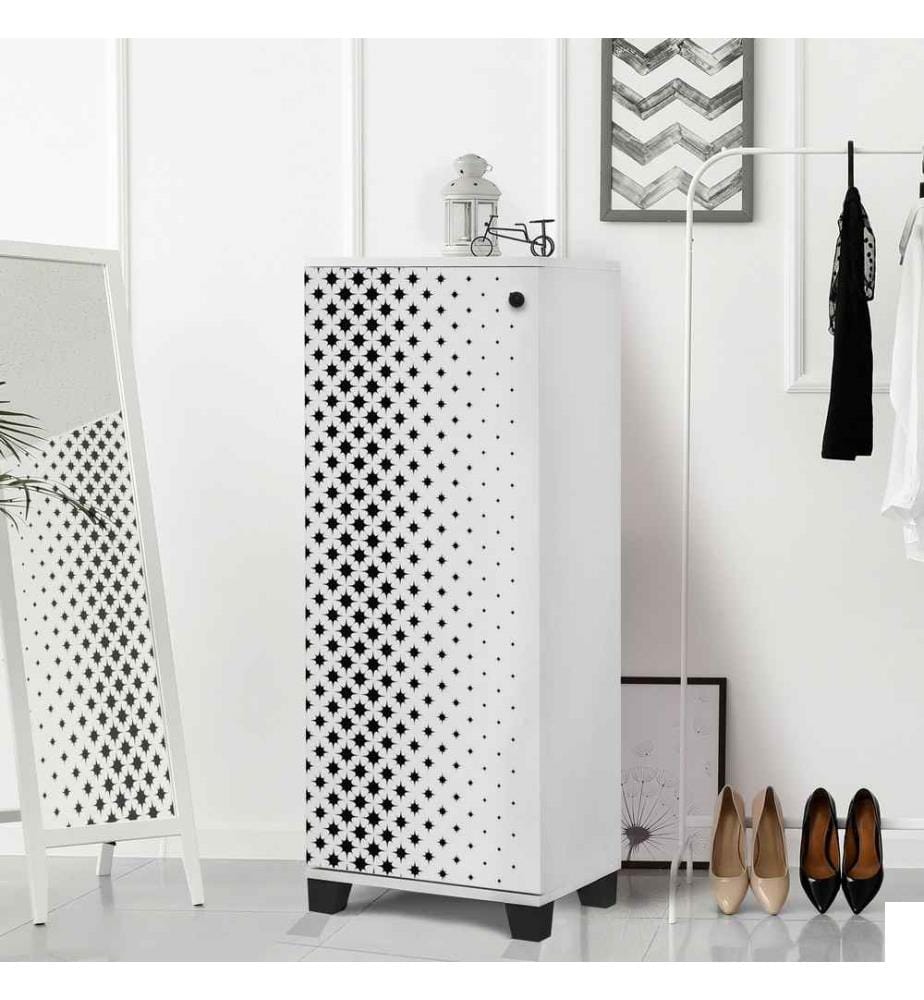 Meuble à chaussures, blanc noir, panneau de particules mélaminé