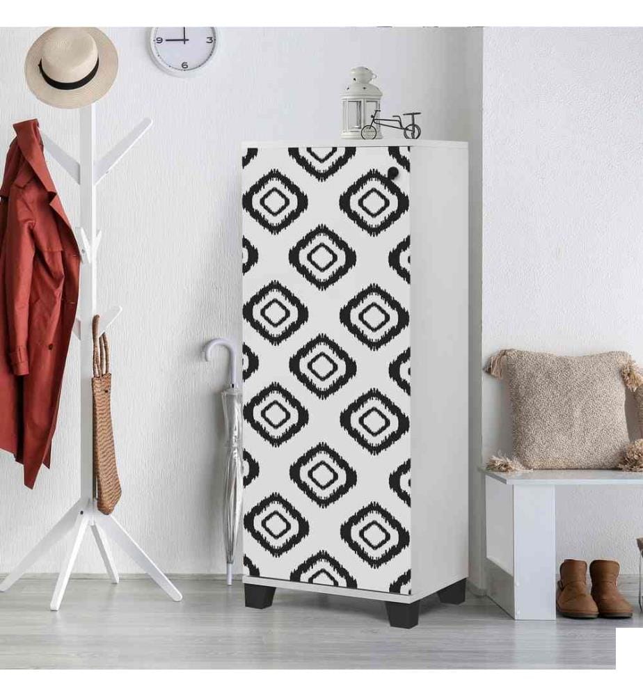 Meuble à chaussures, blanc noir, panneau de particules mélaminé
