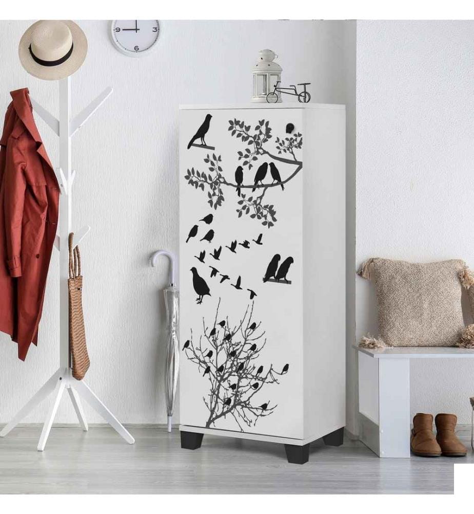 Meuble à chaussures, blanc noir, panneau de particules mélaminé