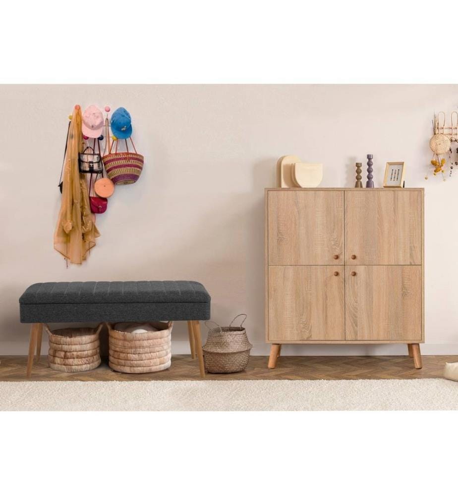 Ensemble de meubles d'entrée, Sonomo, Anthracite, panneau de particules mélaminé