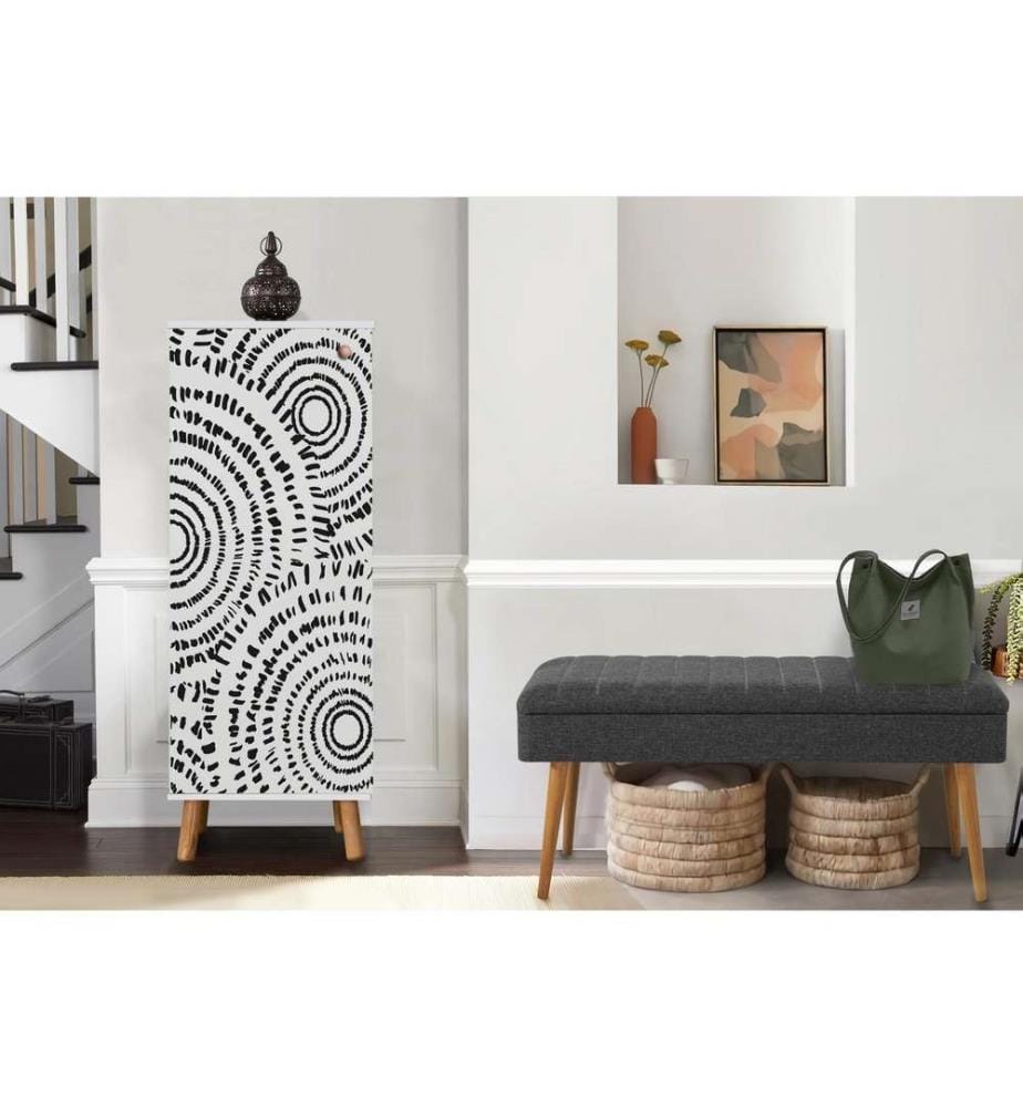 Ensemble de meubles de couloir, blanc, anthracite, panneau de particules mélaminé
