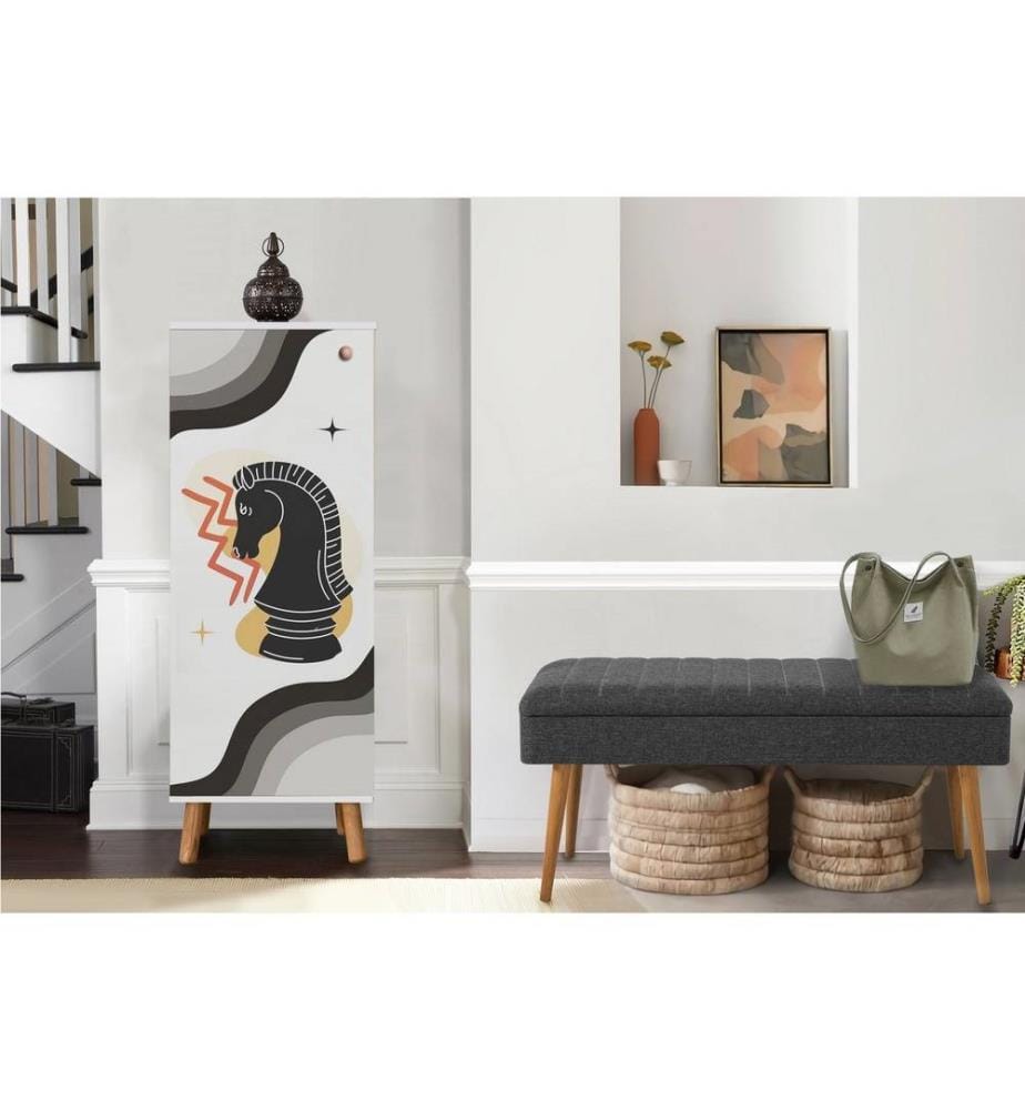 Ensemble de meubles de couloir, blanc, anthracite, panneau de particules mélaminé