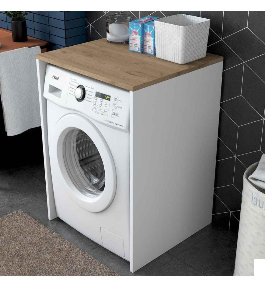 Armoire pour lave-linge, noyer blanc, panneau de particules mélaminé