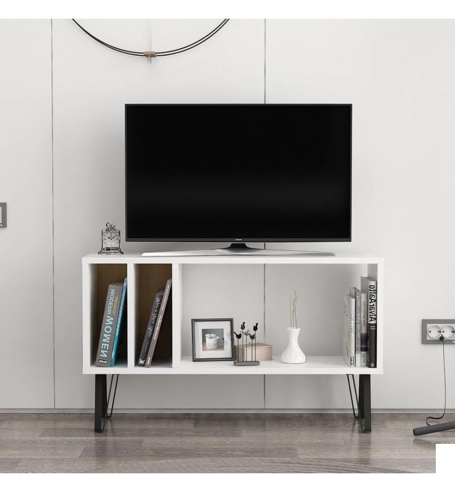 Meuble TV, blanc, chêne, panneau de particules mélaminé