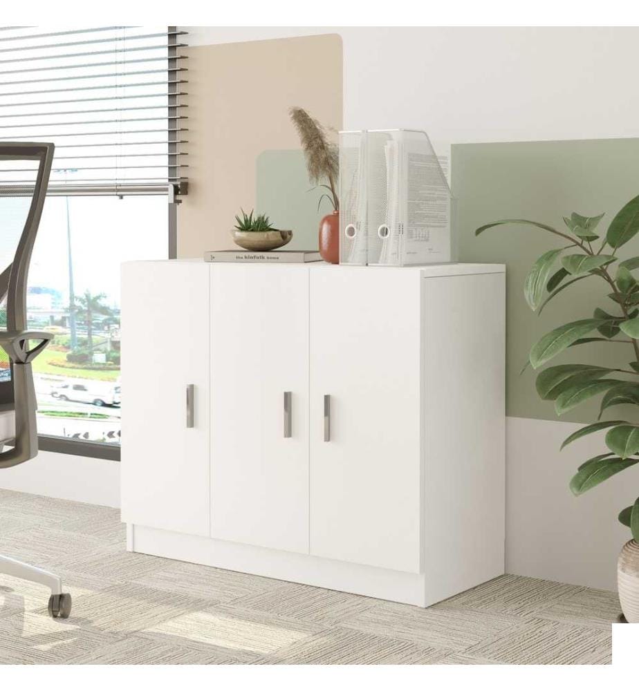 Armoire multifonctions, blanc, panneau de particules mélaminé