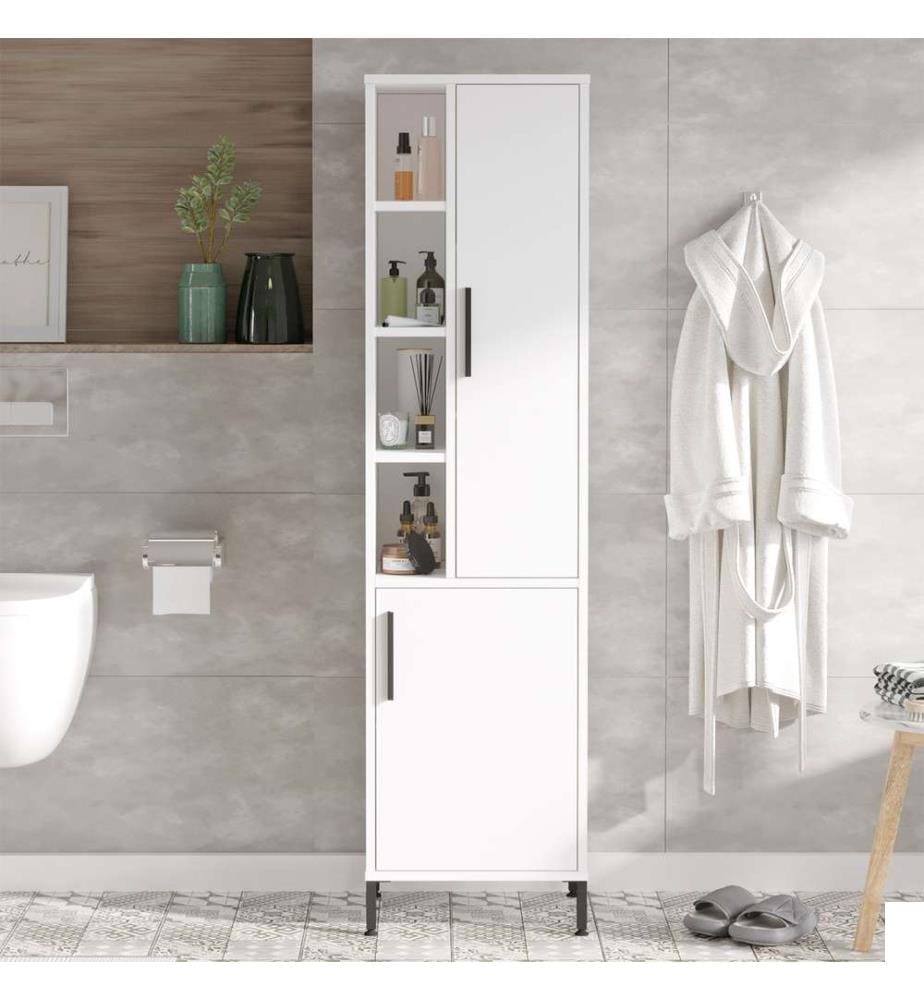 Armoire multifonctions, blanc, panneau de particules mélaminé