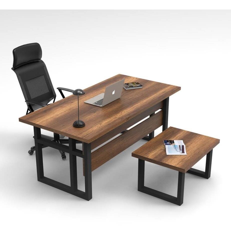 Ensemble de meubles de bureau, noyer anthracite, panneau de particules mélaminé