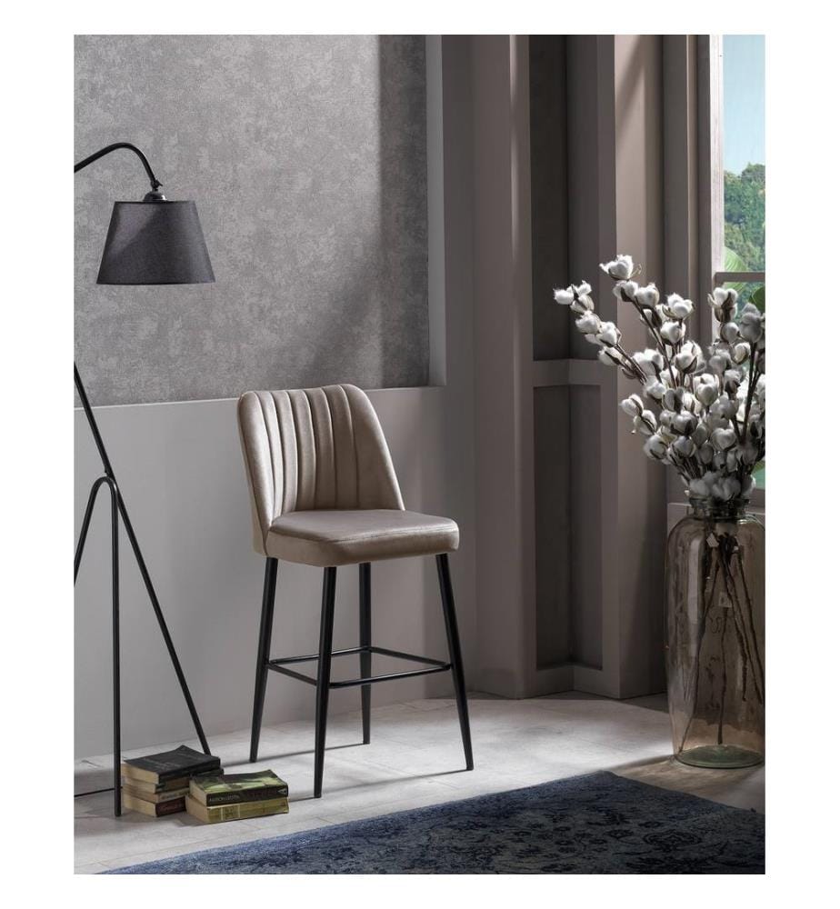 Ensemble de tabourets de bar, 4 pièces, Cappuccino, noir, panneau de particules mélaminé, tissu : Polyester