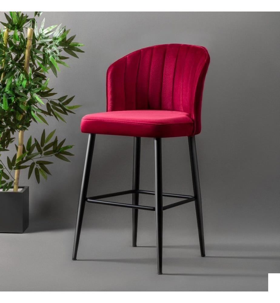 Ensemble de tabourets de bar, 4 pièces, rouge bordeaux, noir, panneau de particules mélaminé, tissu : Polyester