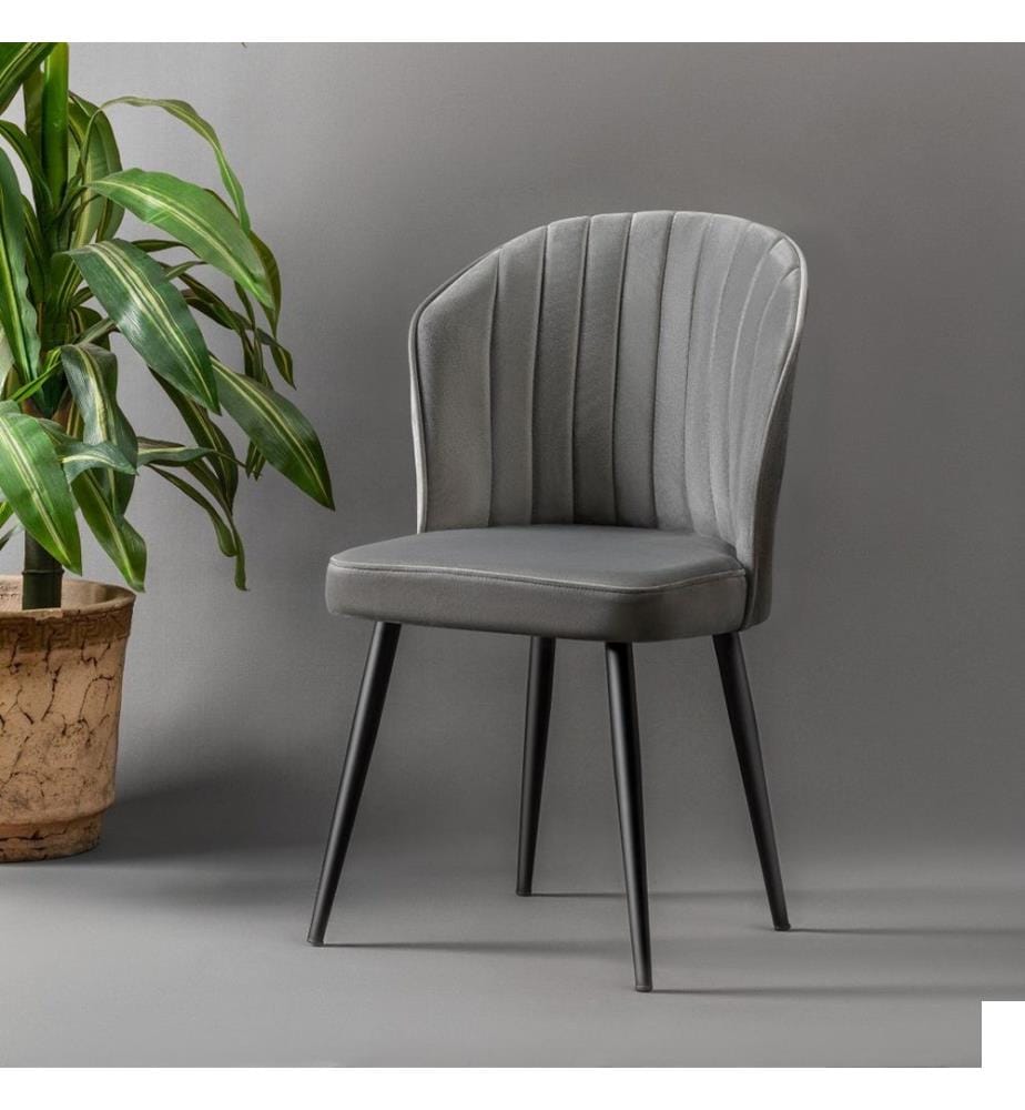 Ensemble de chaises, 2 pièces, gris, noir, MDF, tissu : Polyester