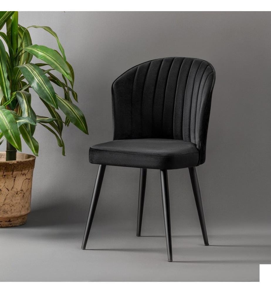 Ensemble de chaises, 2 pièces, noir, MDF, tissu : Polyester