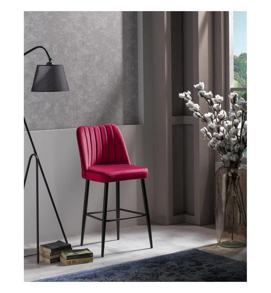 Ensemble de tabourets de bar, 2 pièces, rouge bordeaux, noir, panneau de particules mélaminé, tissu : Polyester