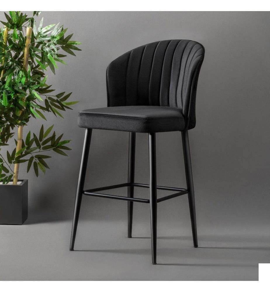 Ensemble de tabourets de bar, 2 pièces, noir, panneau de particules mélaminé, tissu : Polyester