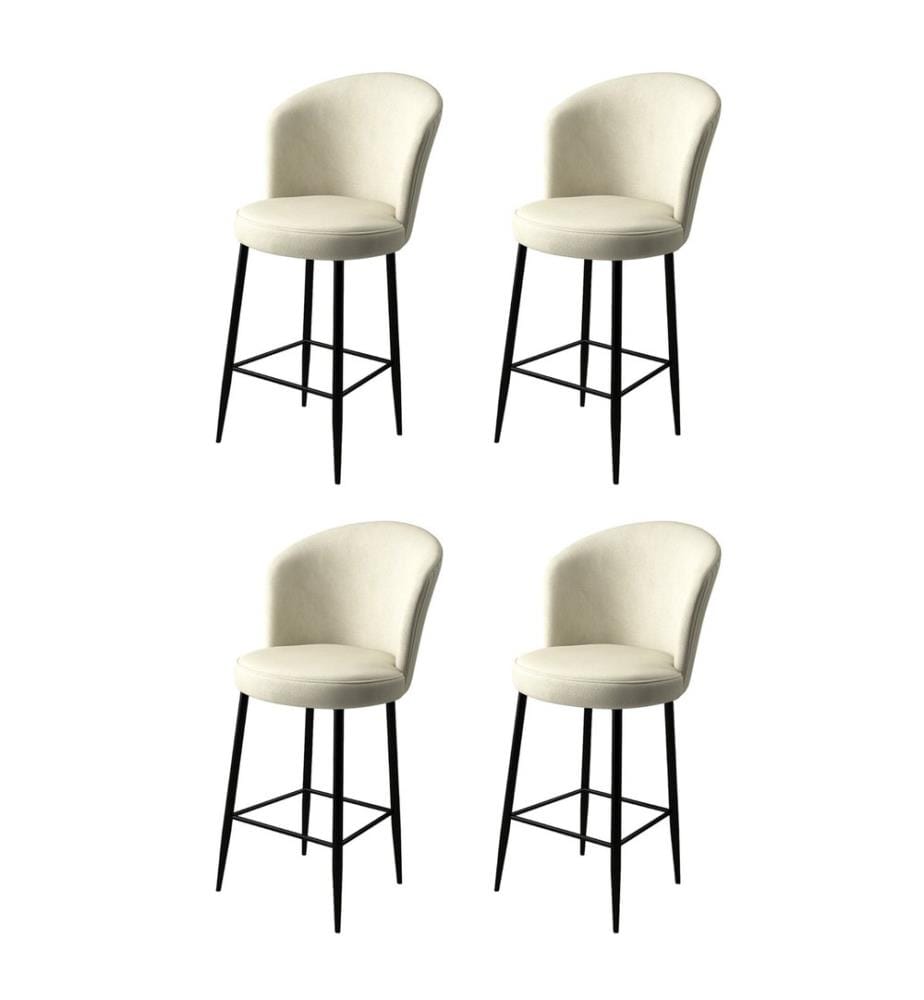 Ensemble de tabourets de bar, 4 pièces, crème, noir, châssis : Métal, Tissu : Babyface