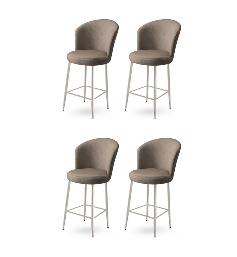Ensemble de tabourets de bar, 4 pièces, cappuccino, chrome, châssis : Métal, Tissu : Babyface