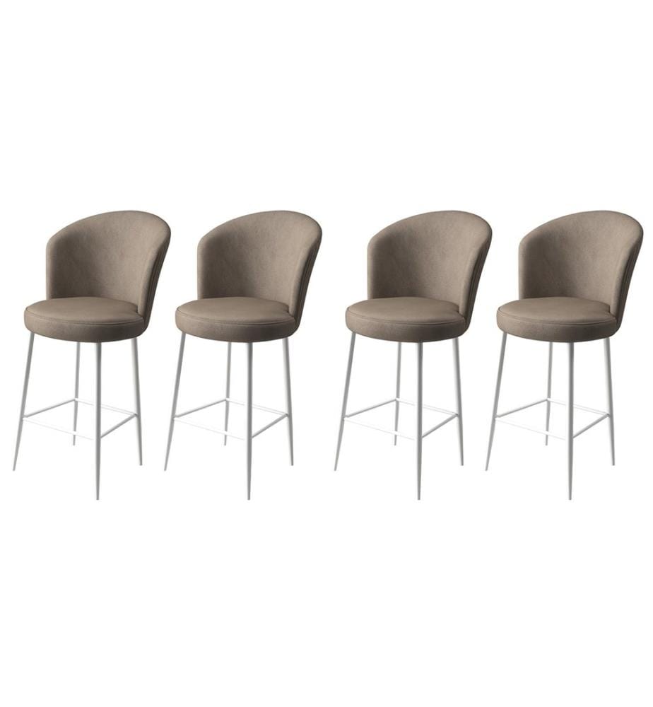 Ensemble de tabourets de bar, 4 pièces, cappuccino, blanc, châssis : Métal, Tissu : Babyface