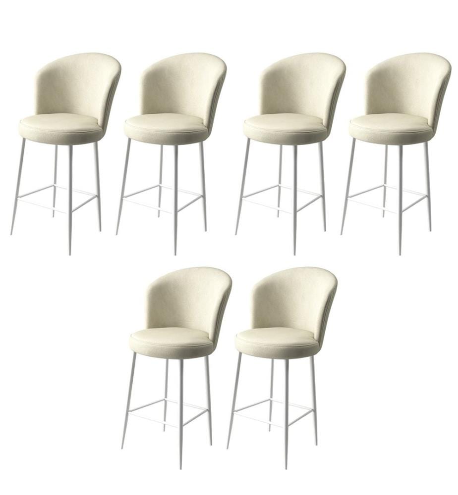 Ensemble de tabourets de bar, 6 pièces, crème, blanc, châssis : Métal, Tissu : Babyface