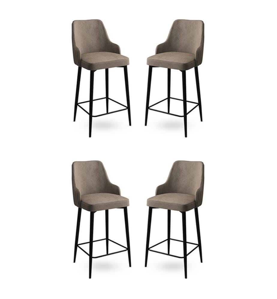 Ensemble de tabourets de bar, 4 pièces, cappuccino, noir, châssis : Métal, Tissu : Babyface