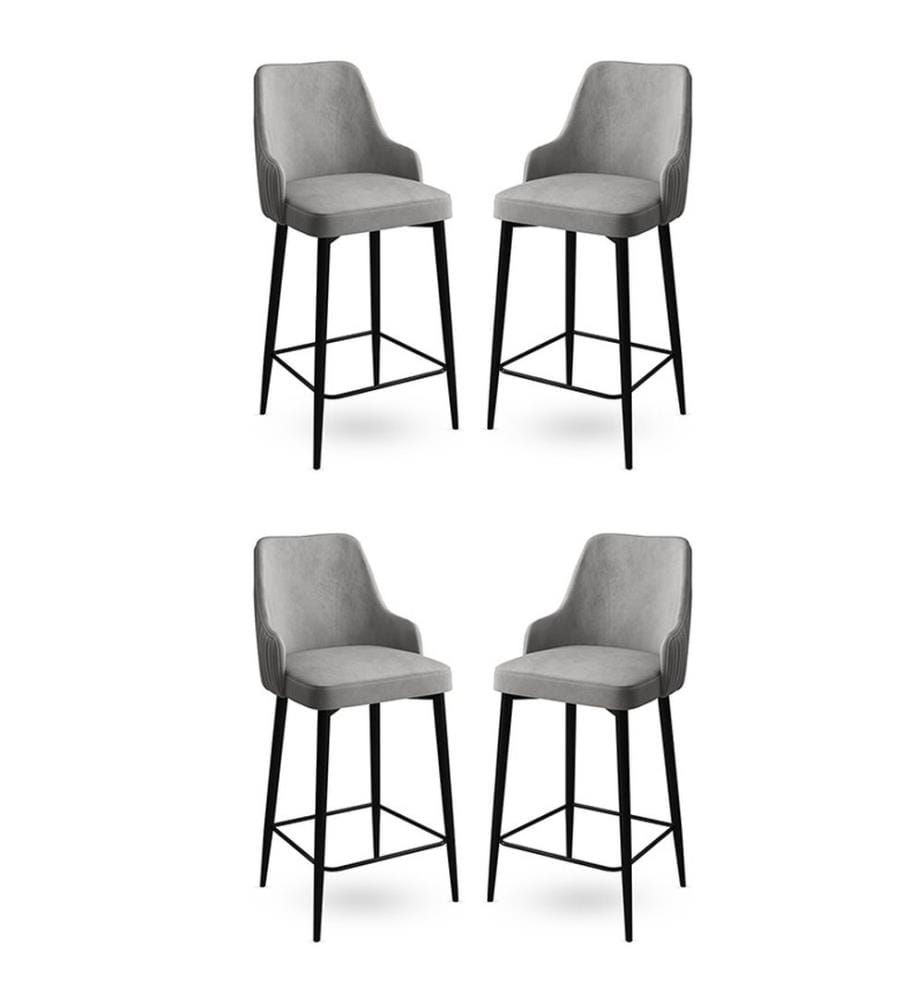 Ensemble de tabourets de bar, 4 pièces, gris, noir, structure : métal, tissu : Babyface Métal, Tissu : Babyface