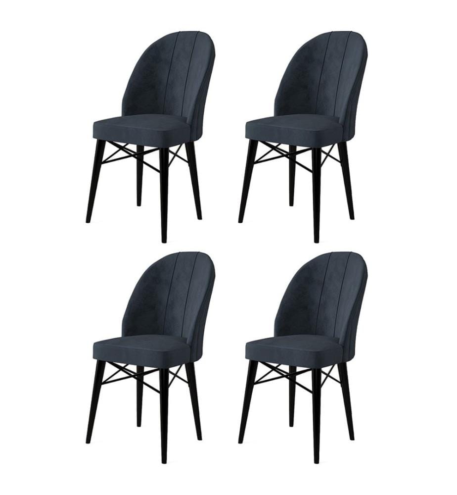 Ensemble de chaises, 4 pièces, anthracite, noir, piétement : Métal, Tissu : Babyface
