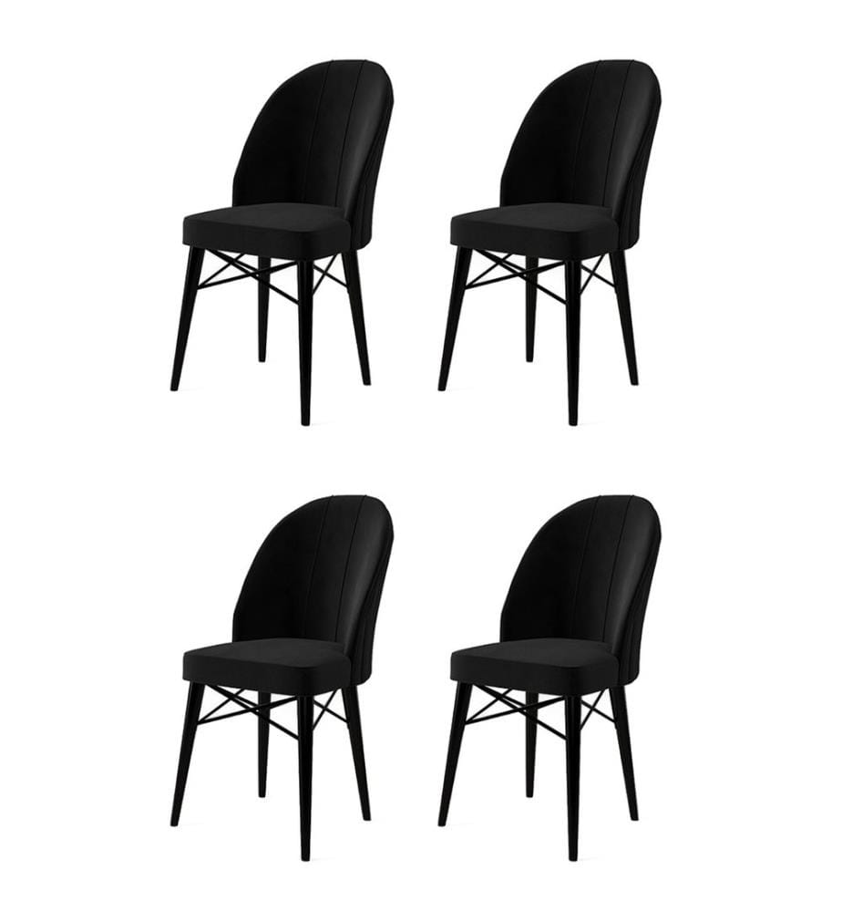 Ensemble de chaises, 4 pièces, noir, piétement : Métal, Tissu : Babyface