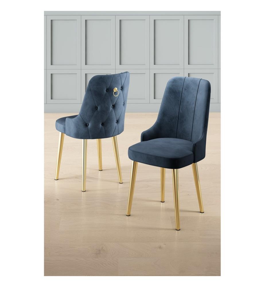 Ensemble de chaises, 6 pièces, anthracite, or, cadre : 100% BOIS, Tissu : Babyface, pieds en bois de charme
