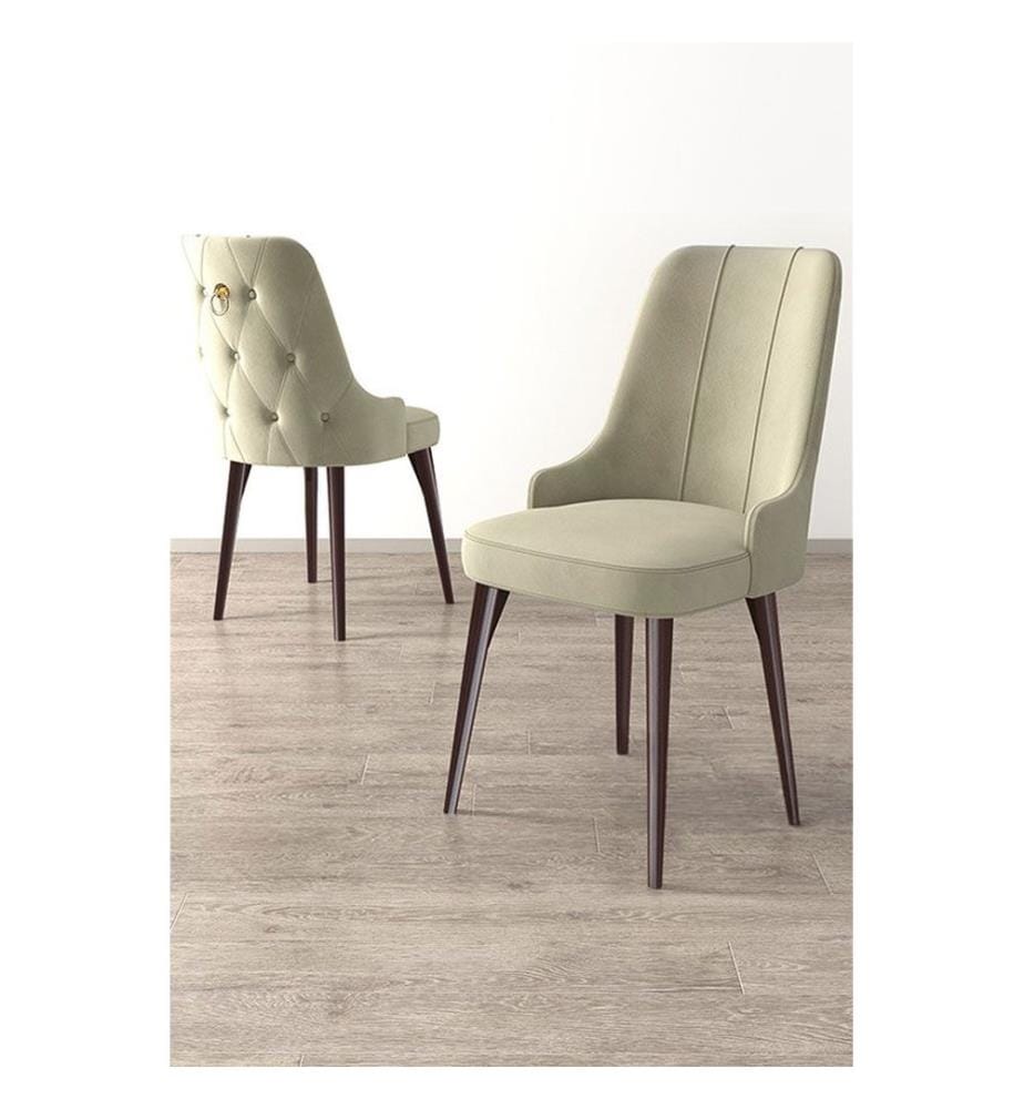 Ensemble de chaises, 6 pièces, crème, marron, châssis : 100% BOIS, Tissu : Babyface, pieds en bois de charme