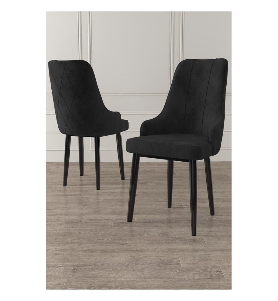 Ensemble de chaises, 4 pièces, noir, cadre : 100% METAL, Tissu : Babyface