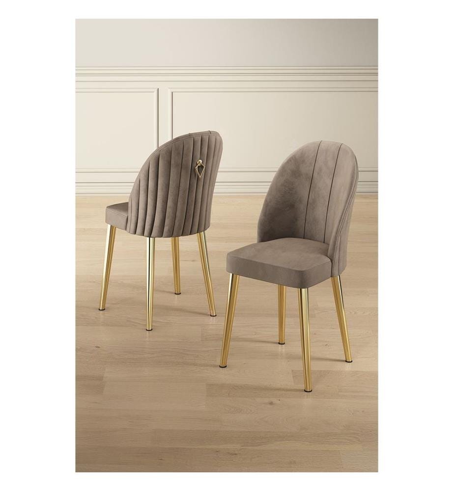 Ensemble de chaises, 6 pièces, Cappuccino, Gold, Cadre : 100% METAL, Tissu : Babyface