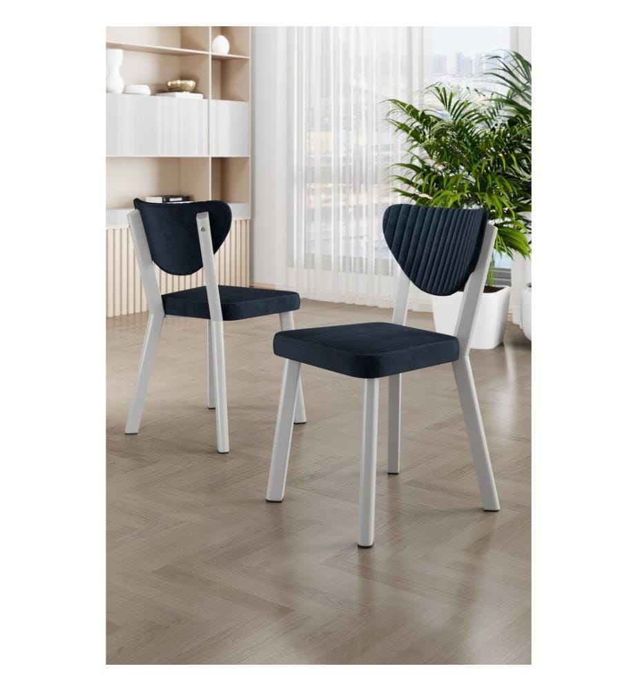 Ensemble de chaises, 4 pièces, anthracite, blanc, châssis : 100% METAL