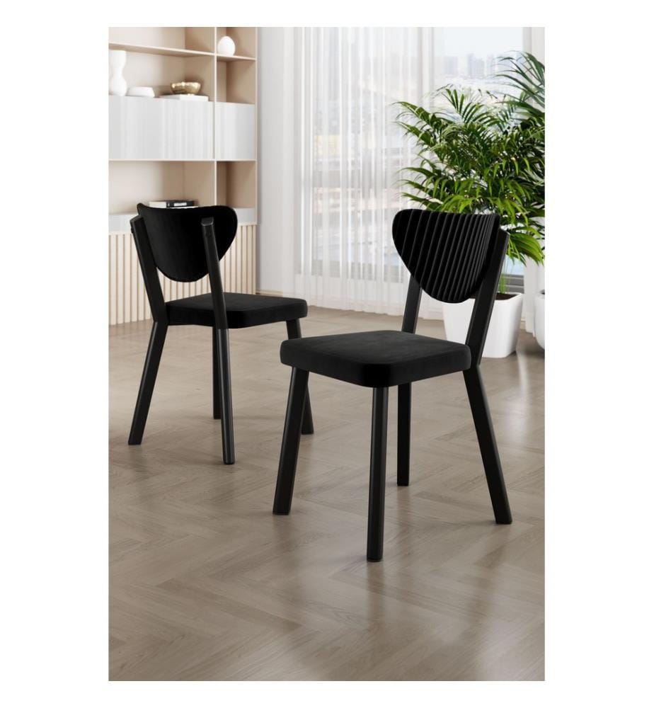 Ensemble de chaises, 6 pièces, noir, cadre : 100% METAL