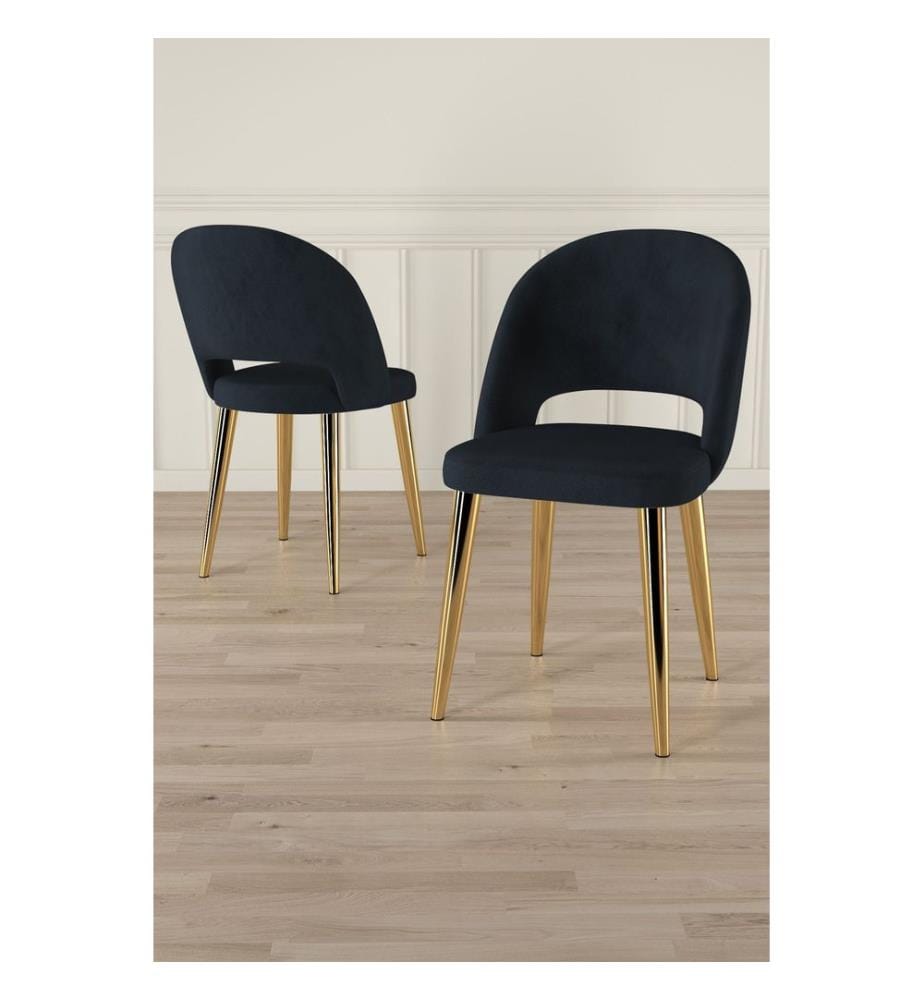 Ensemble de chaises, 4 pièces, anthracite, or, cadre : 100% METAL