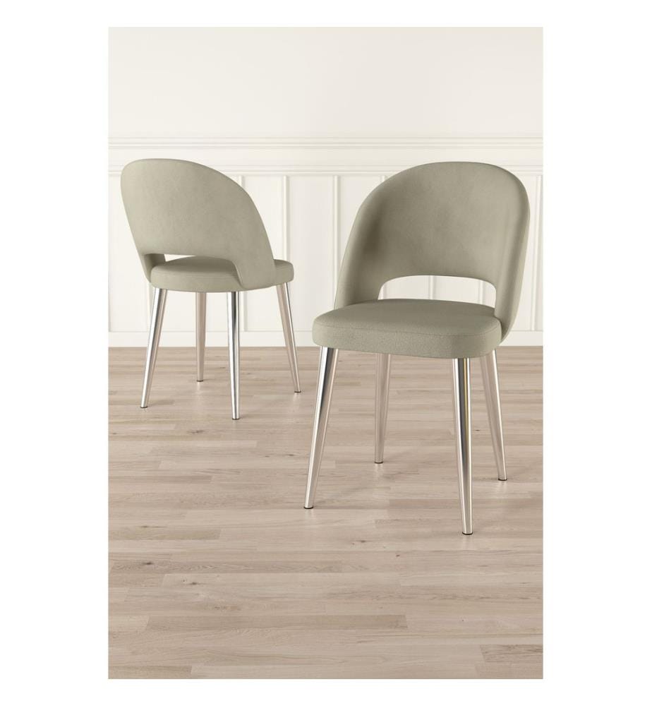 Ensemble de chaises, 4 pièces, crème, chrome, cadre : 100% METAL