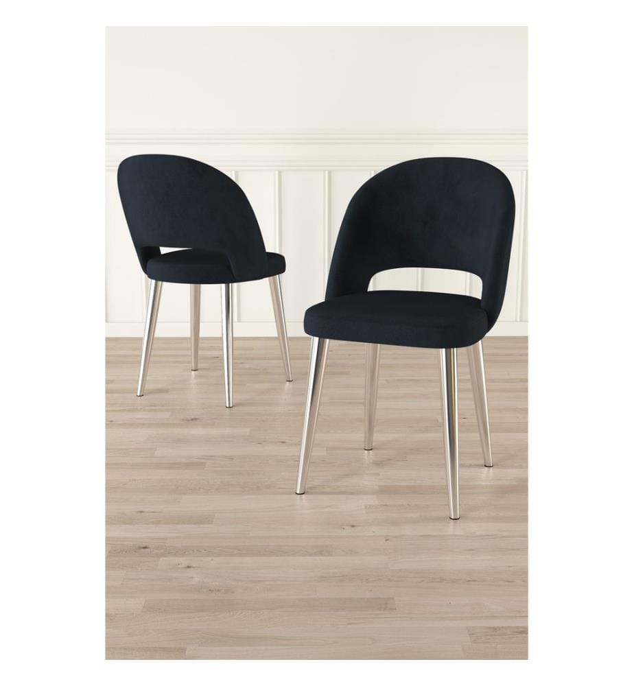 Ensemble de chaises, 6 pièces, anthracite, chrome, châssis : 100% METAL