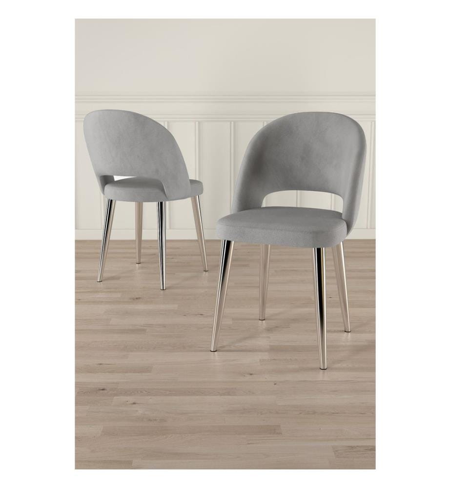Ensemble de chaises, 6 pièces, gris, chrome, châssis : 100% METAL