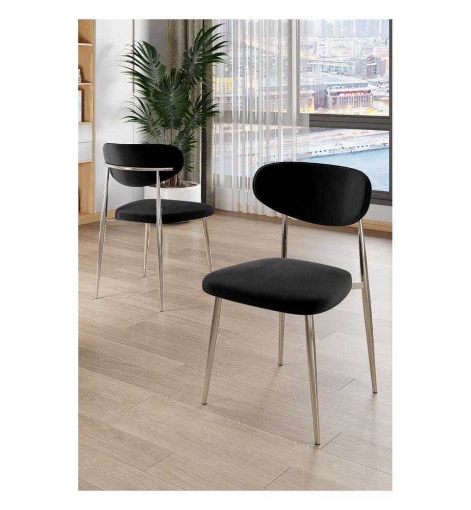 Ensemble de chaises, 6 pièces, noir, chrome, cadre : 100% METAL