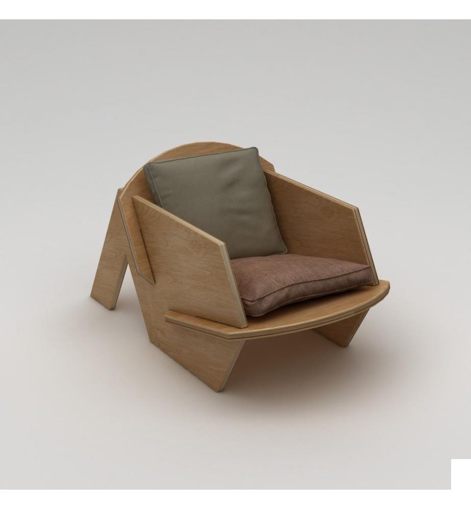 Wing Chair, Natural Wood, 100% BIRCH PLYWOOD