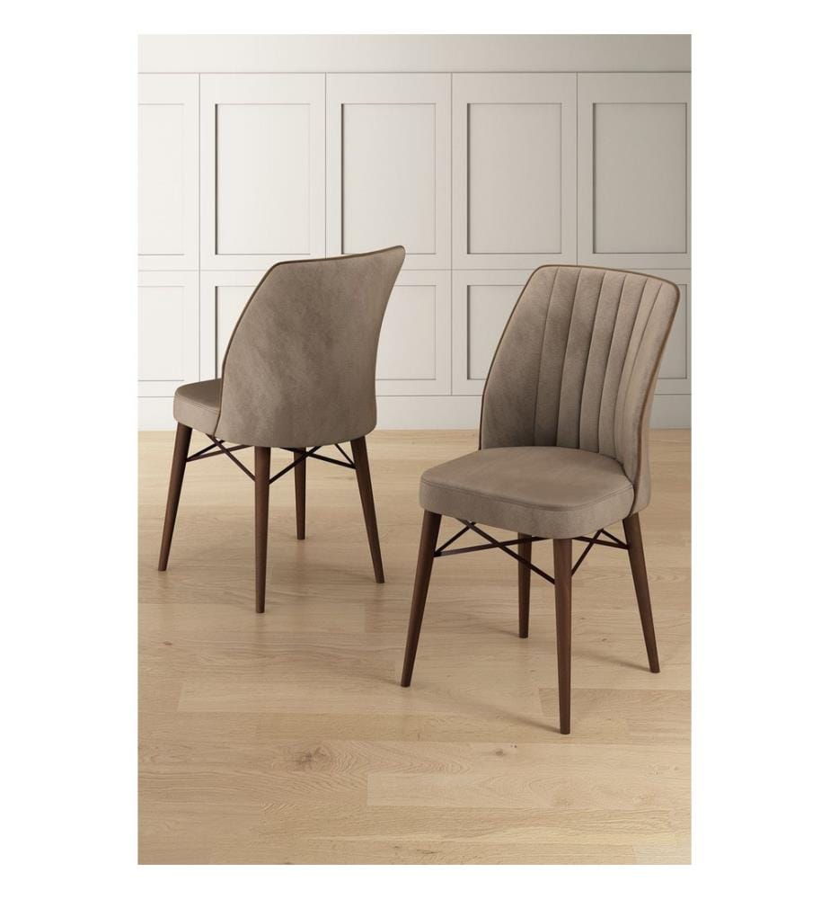 Ensemble de chaises, 6 pièces, 100 % métal, cappuccino, marron