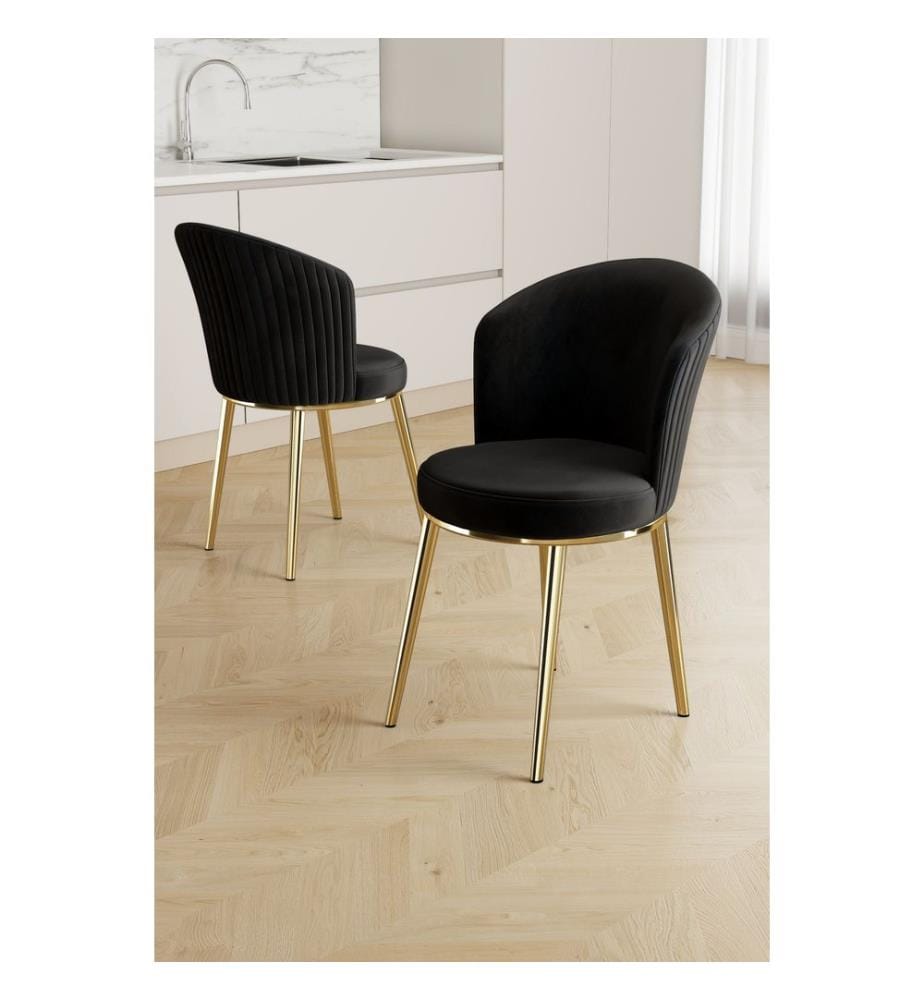 Ensemble de chaises, 6 pièces, 100 % métal, noir et or