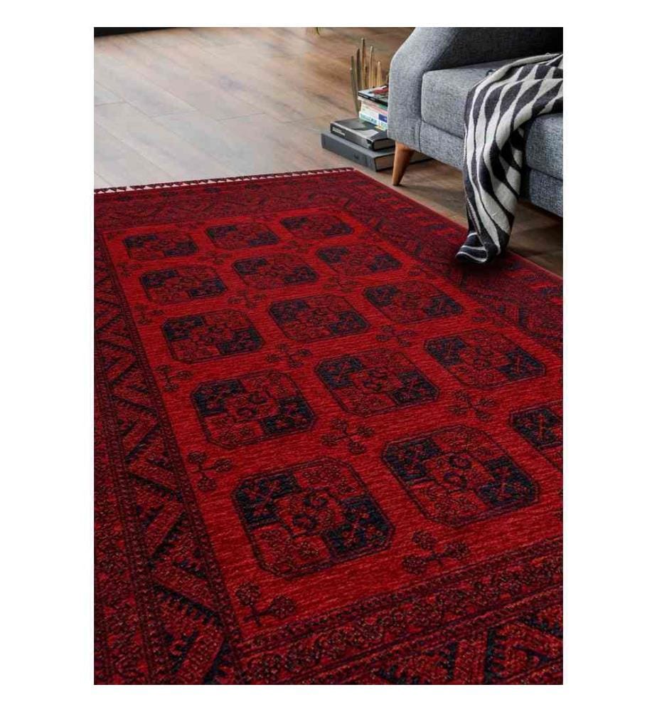 Tapis de salle, rouge, 100% Acrylic Chenille - Polyester, 80 x 150 cm