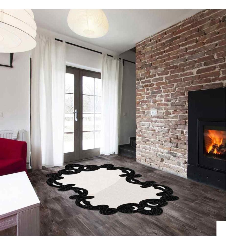 Tapis de hall, 80 x 150, , Noir Blanc, Polyester, 1200 gr-m²,