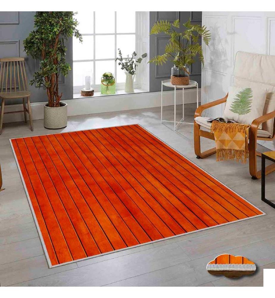 Tapis, orange, noir, 100% polyester, 80 x 150 cm