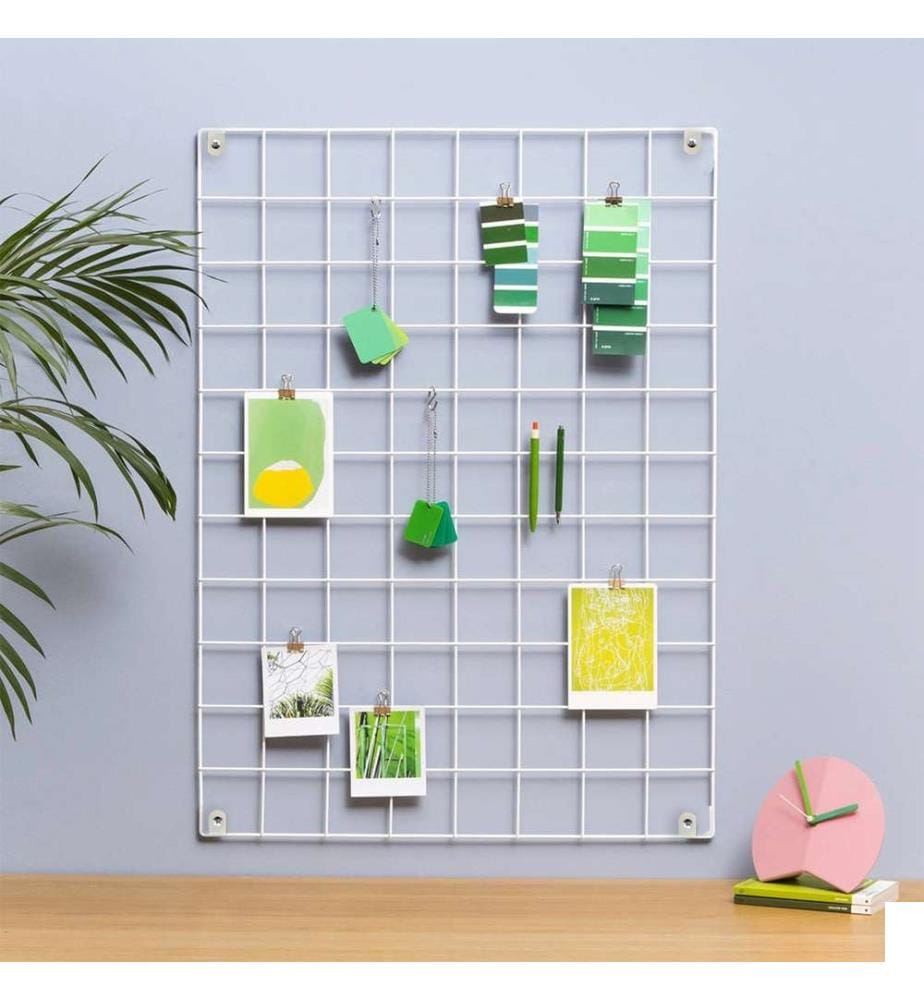 Accessoire mural décoratif en métal, blanc, métal, avec 10 petits loquets