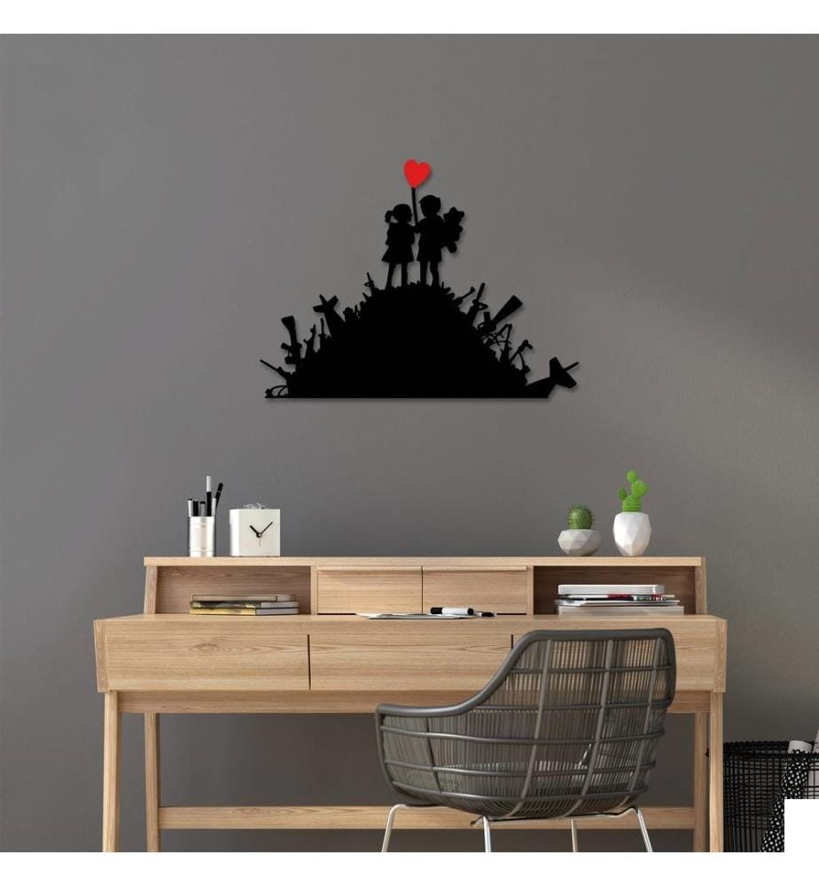 Accessoire mural décoratif en métal, noir rouge, métal