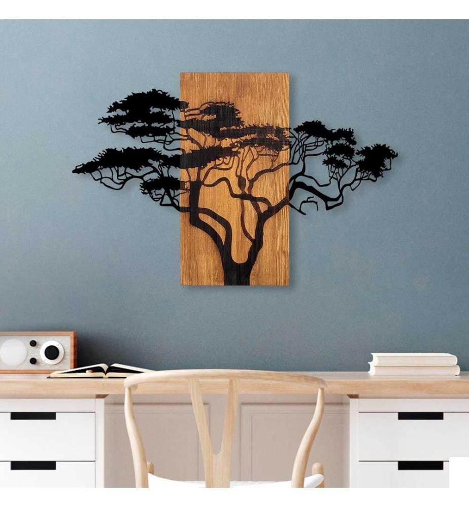 Accessoire mural décoratif en bois, noyer noir, bois