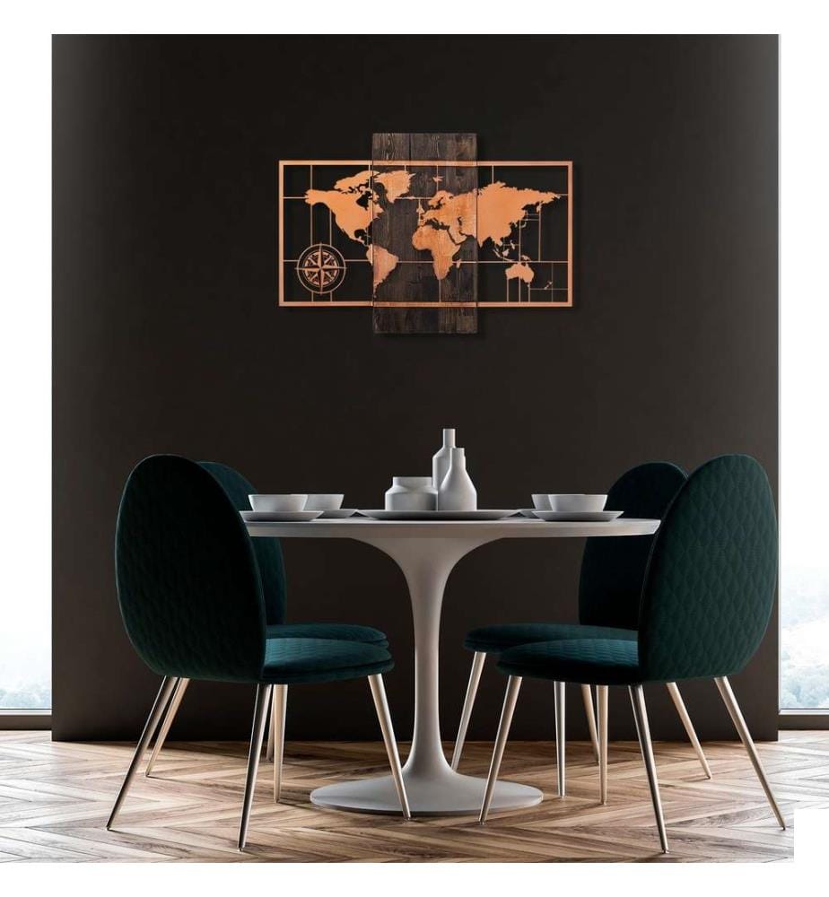Accessoire mural décoratif en bois, Walnut Copper, 50% bois - 50% métal