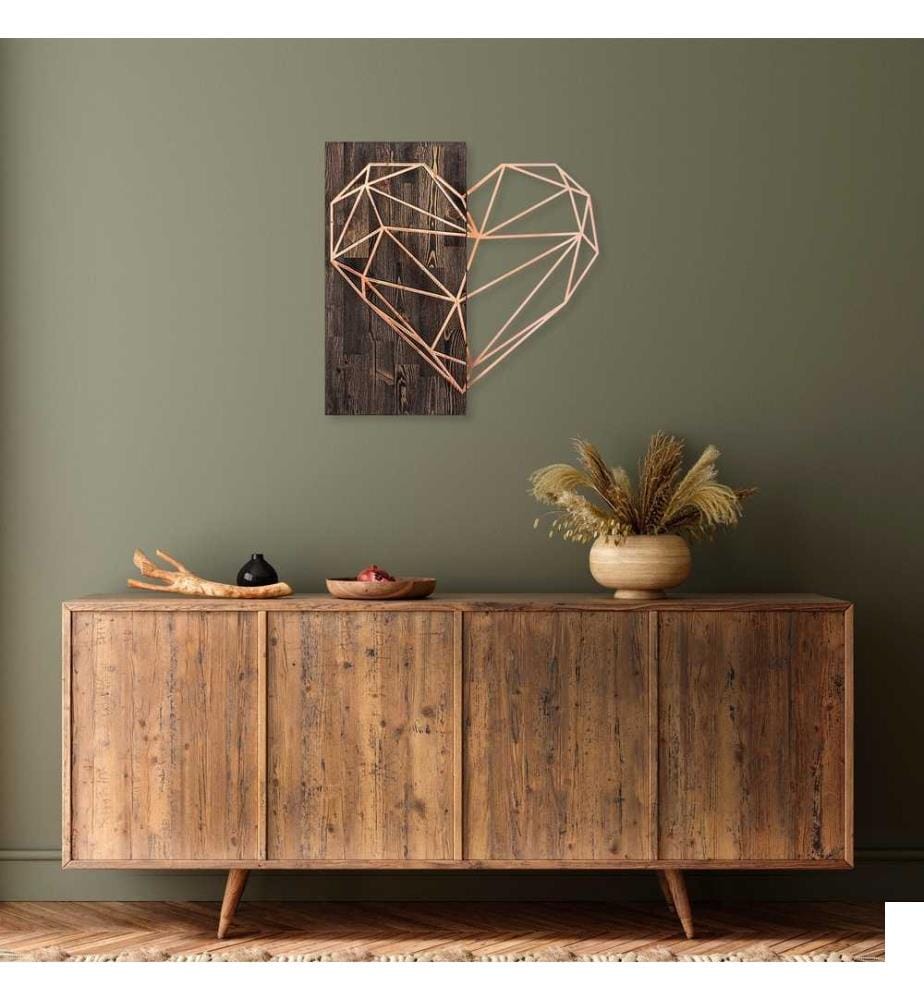 Accessoire mural décoratif en bois, Walnut Copper, 50% bois - 50% métal