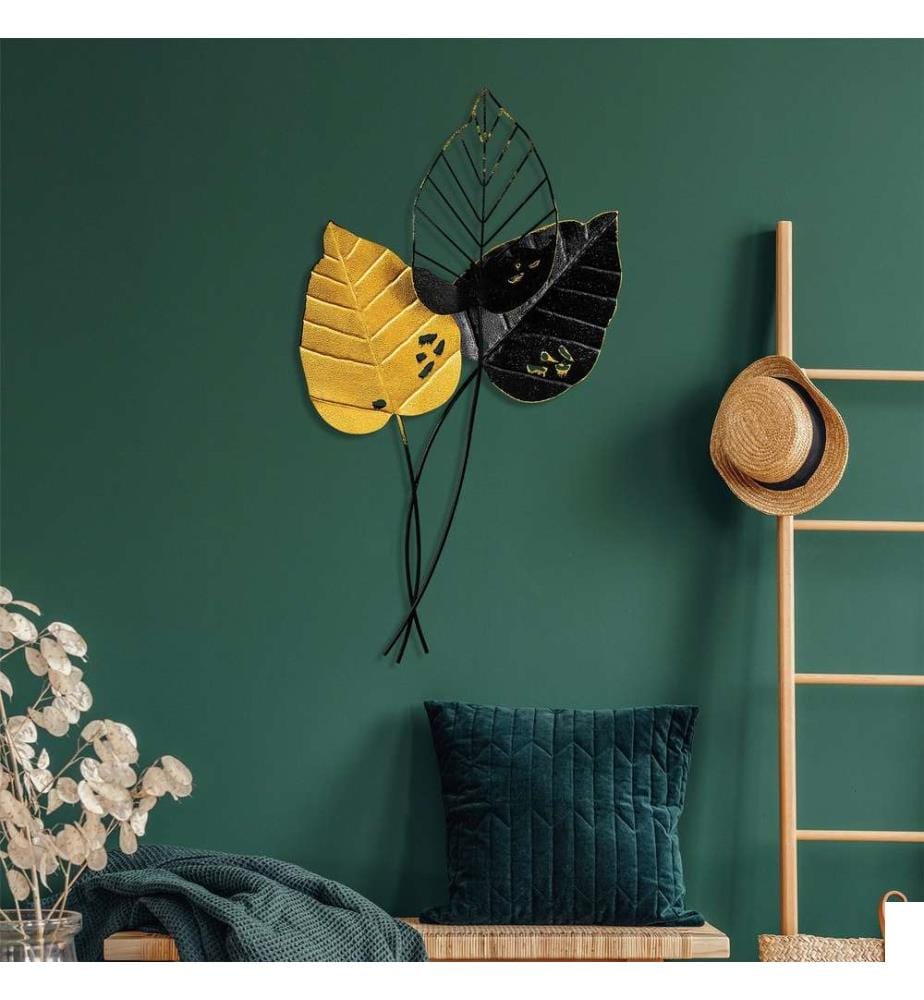 Accessoire mural décoratif en métal, jaune noir, métal