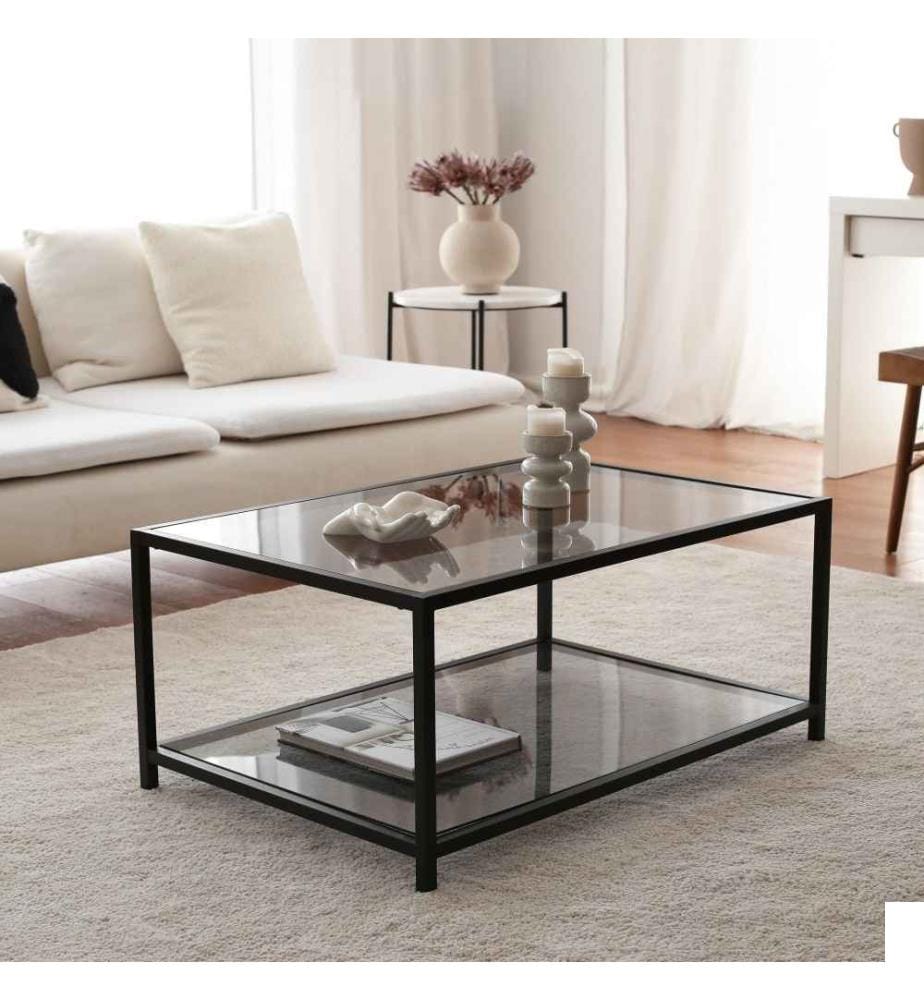 Table basse, Fume, noir, verre trempé