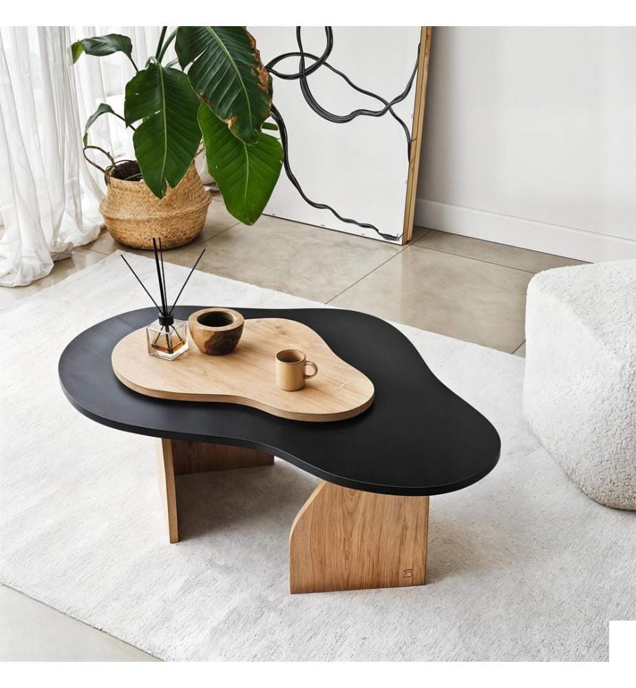 Table basse, noir, chêne saphir, structure : 100 % PANNEAUX DE PARTICULES REVÊTUS DE MÉLAMINE